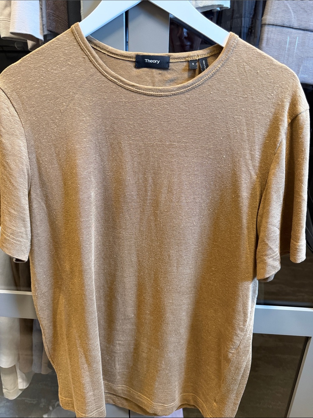 Theory Men’s Crewneck T-Shirt in Camel Brown